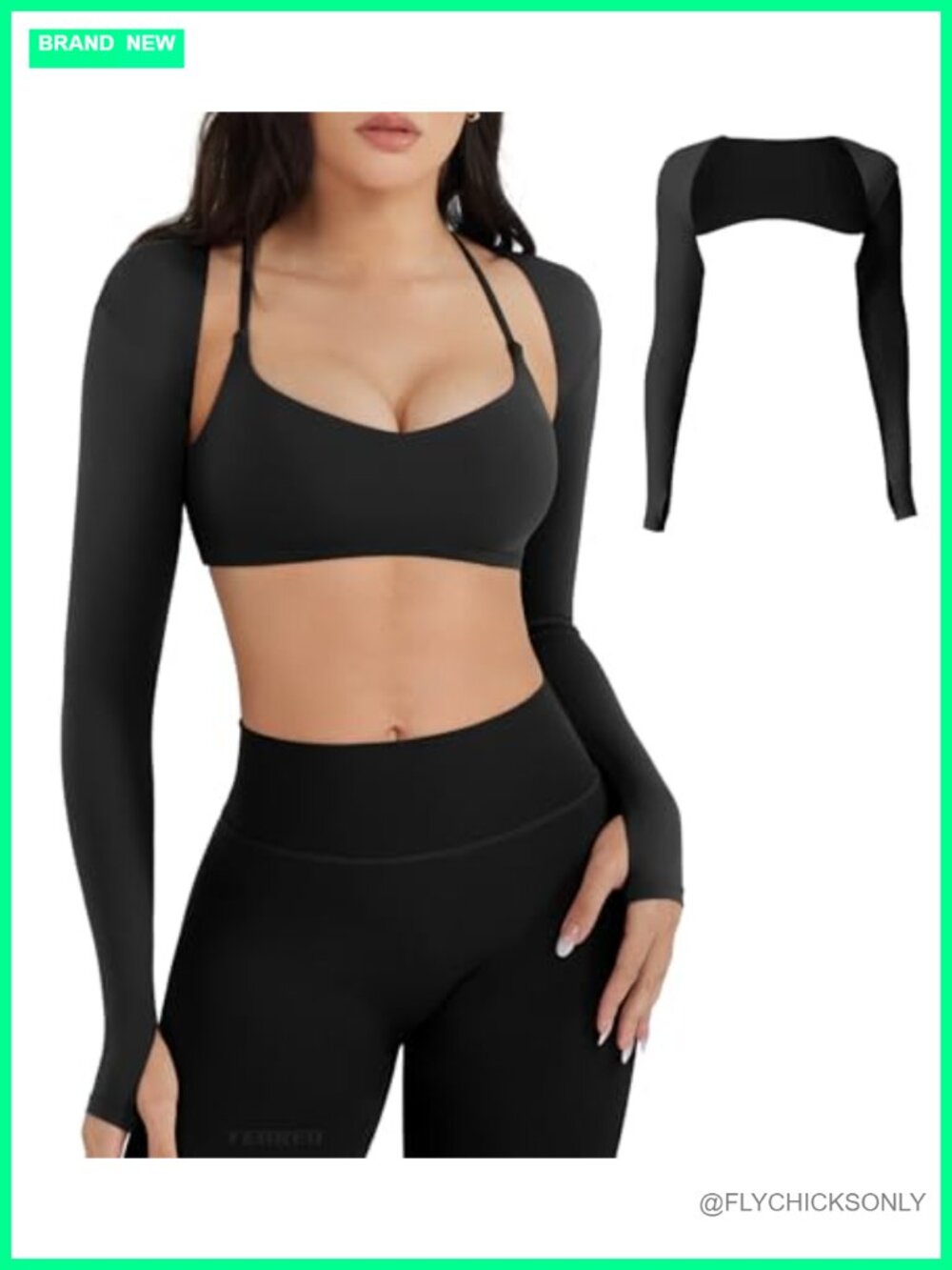 YEOREO Seamless Long Sleeve Bolero Shrug Crop Top with Thumb Holes